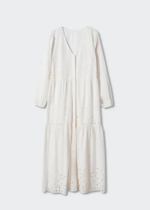 Openwork detail shirt dress
