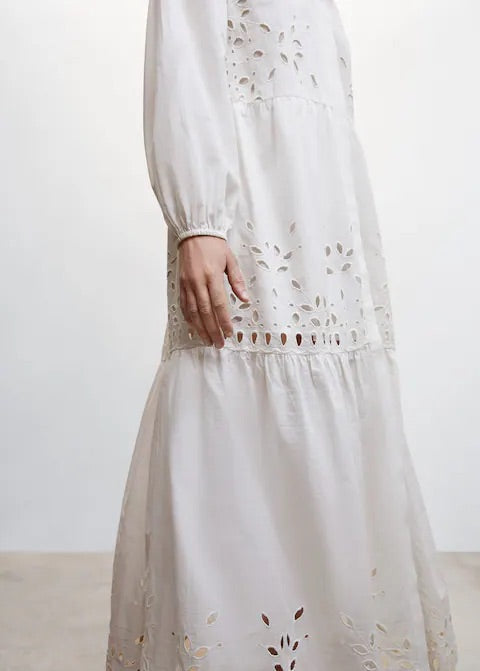 Openwork detail shirt dress