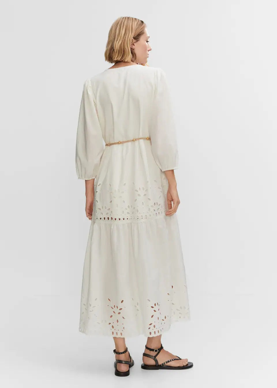Openwork detail shirt dress