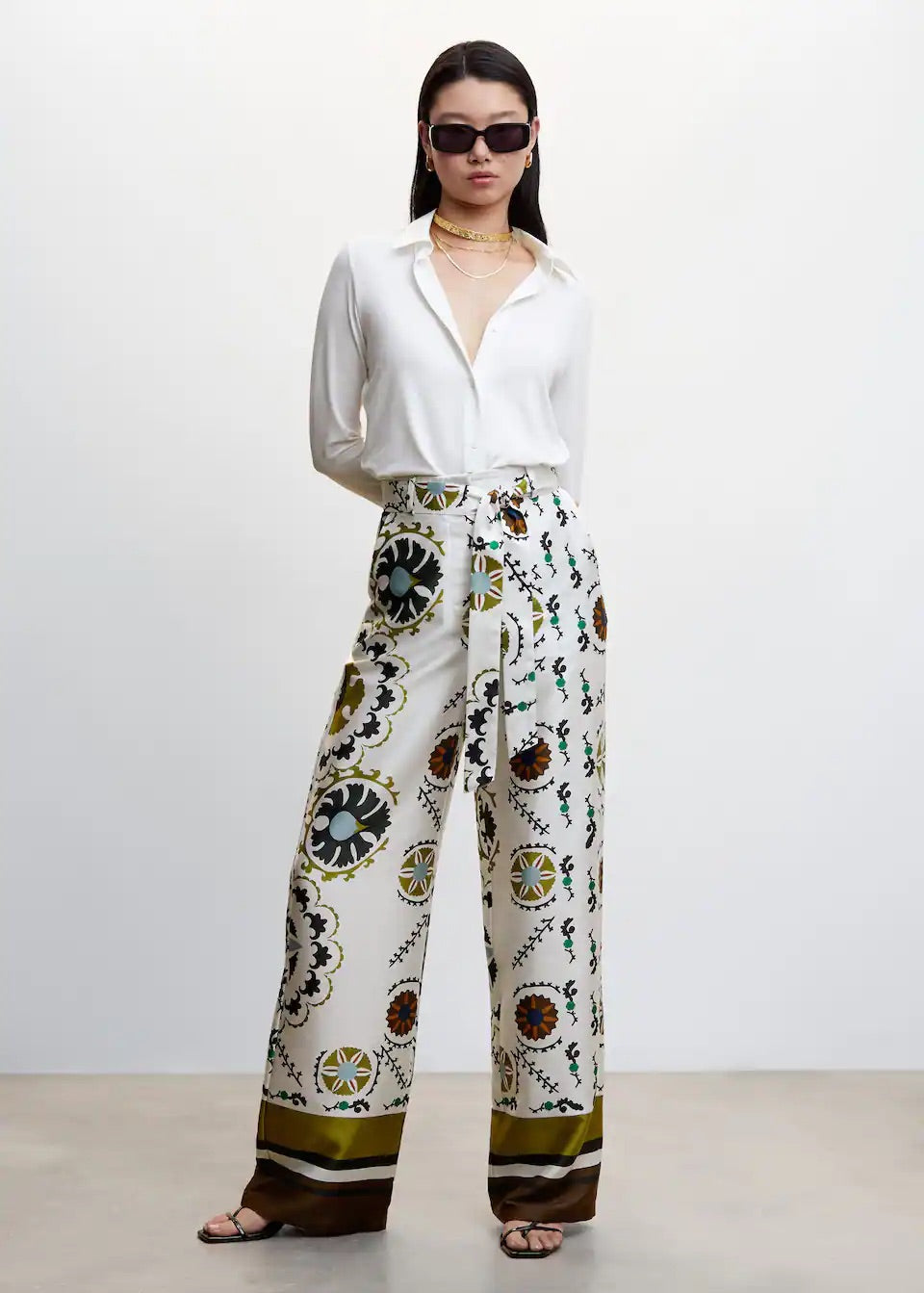 Satin printed trousers