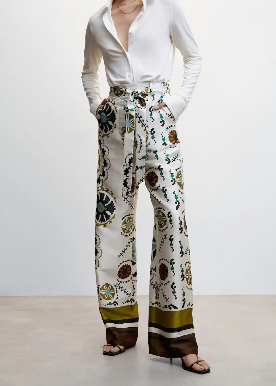 Satin printed trousers