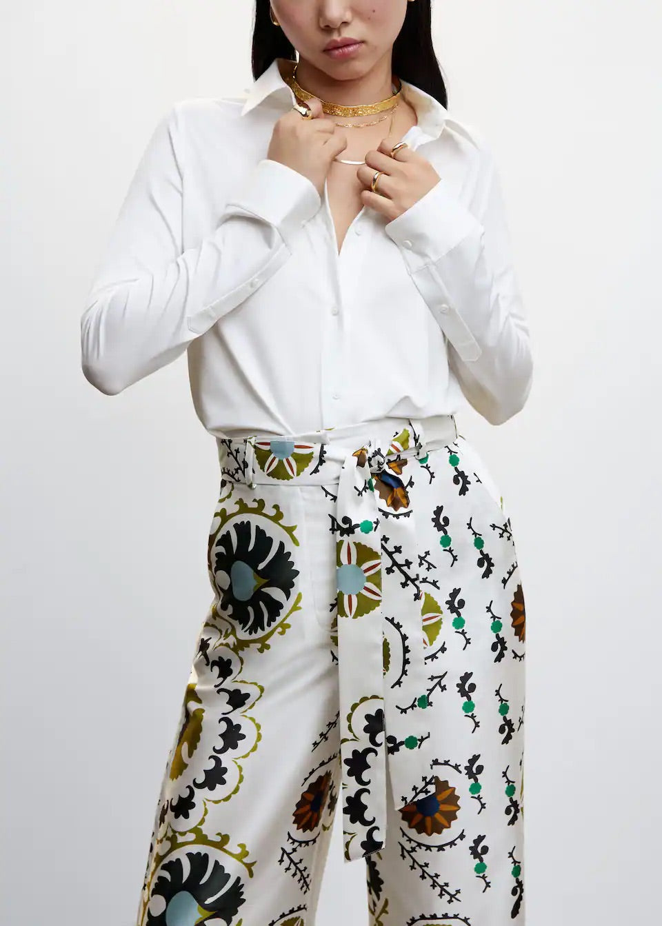 Satin printed trousers