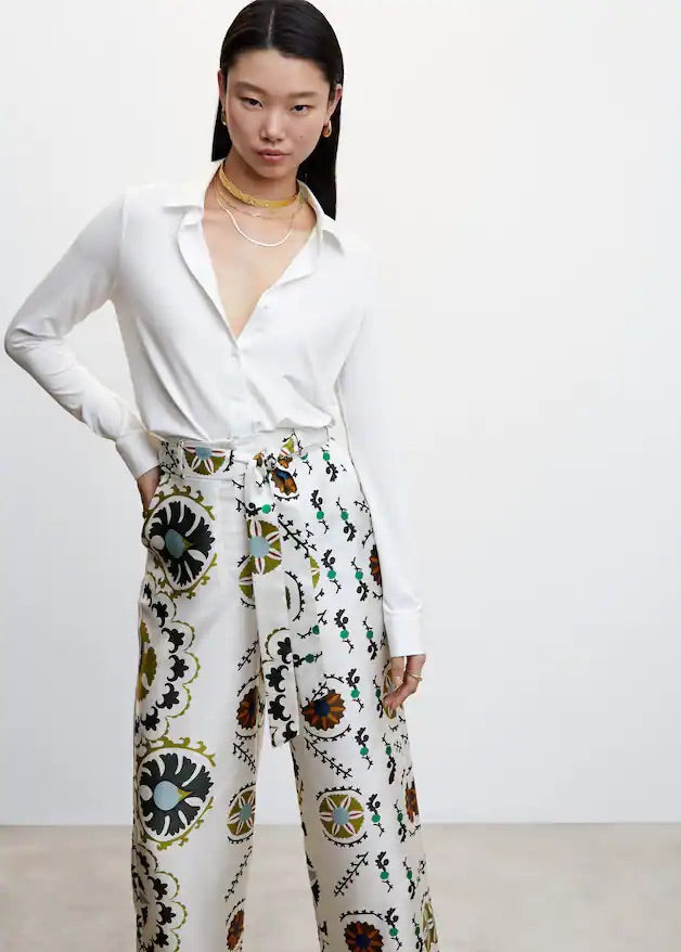 Satin printed trousers