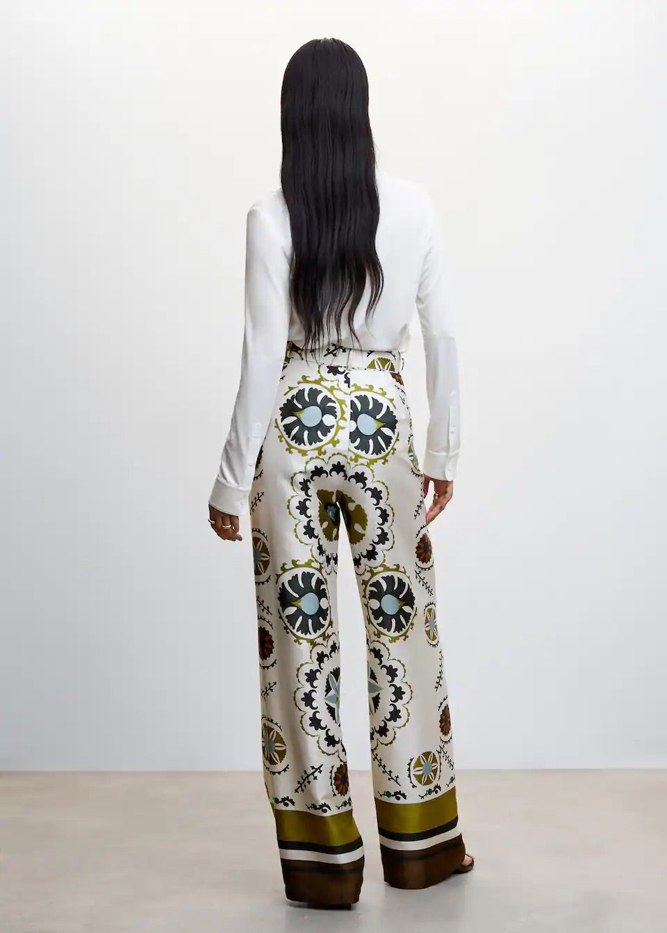 Satin printed trousers