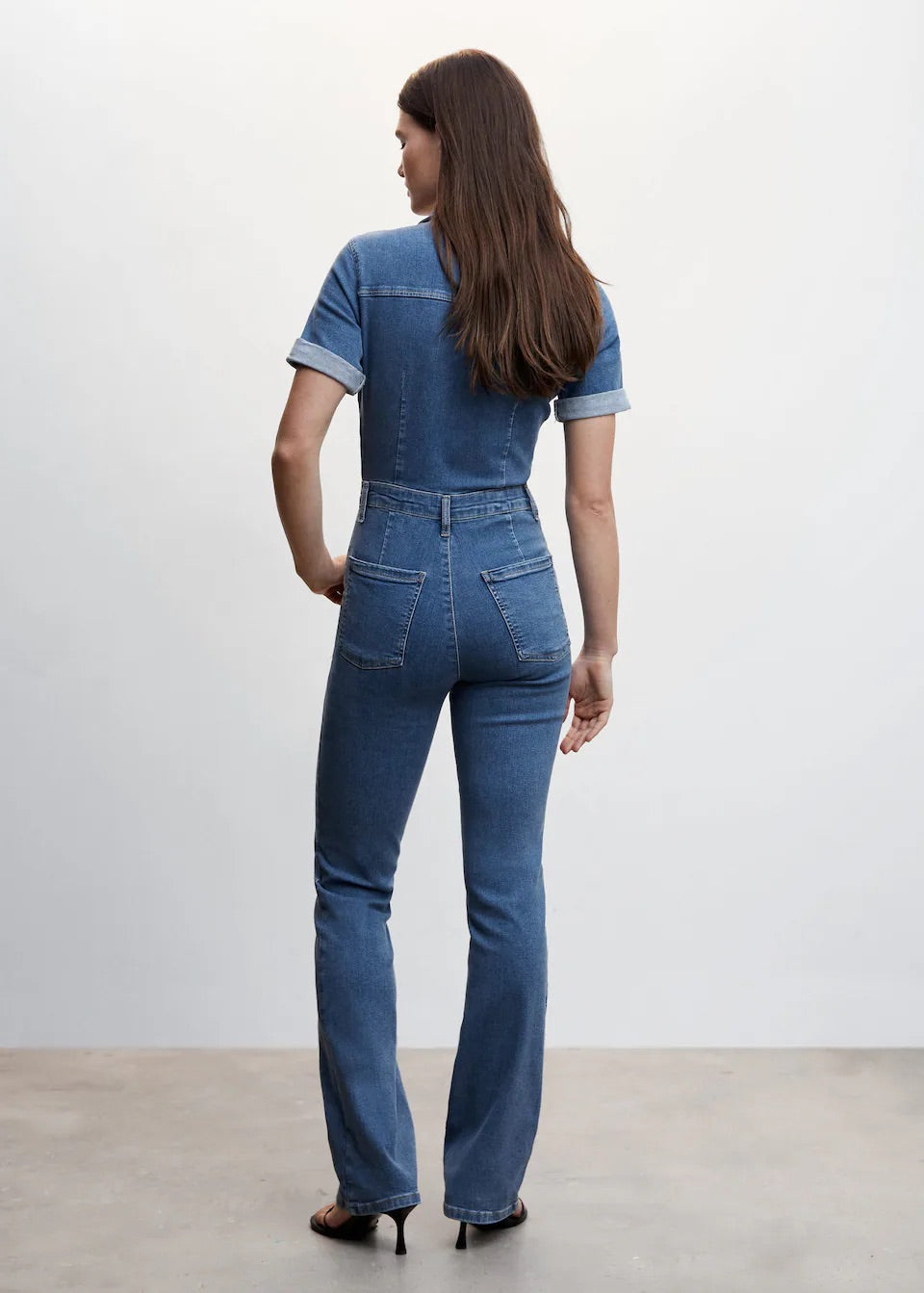 Denim zipper jumpsuit