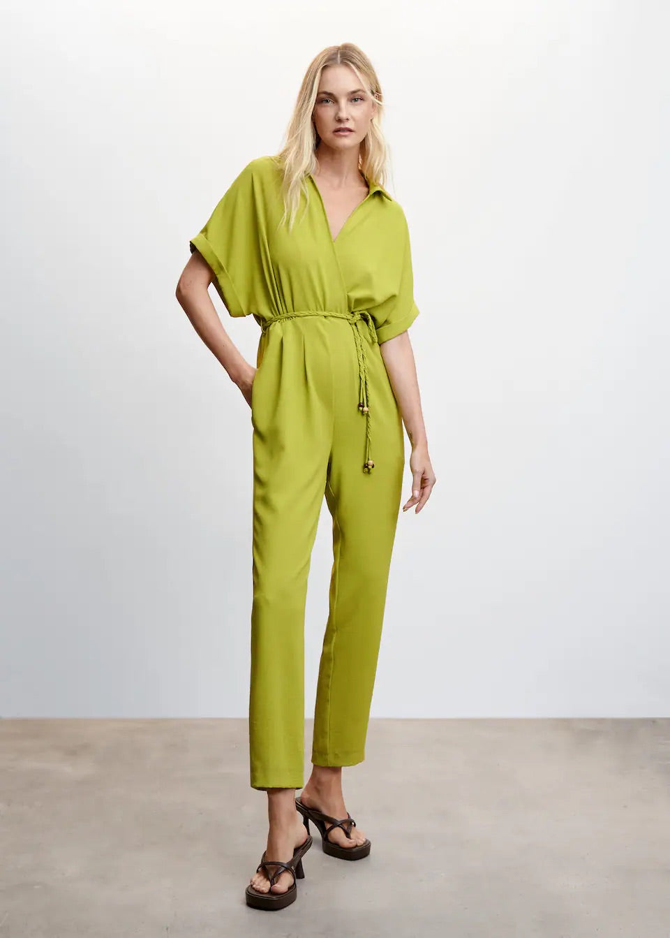 Lace shirt jumpsuit