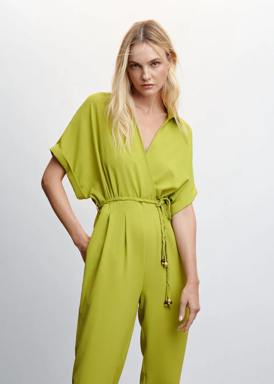 Lace shirt jumpsuit