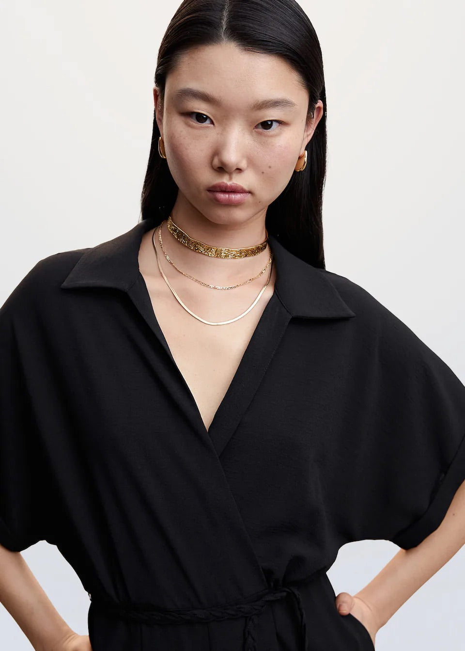 Lace shirt jumpsuit