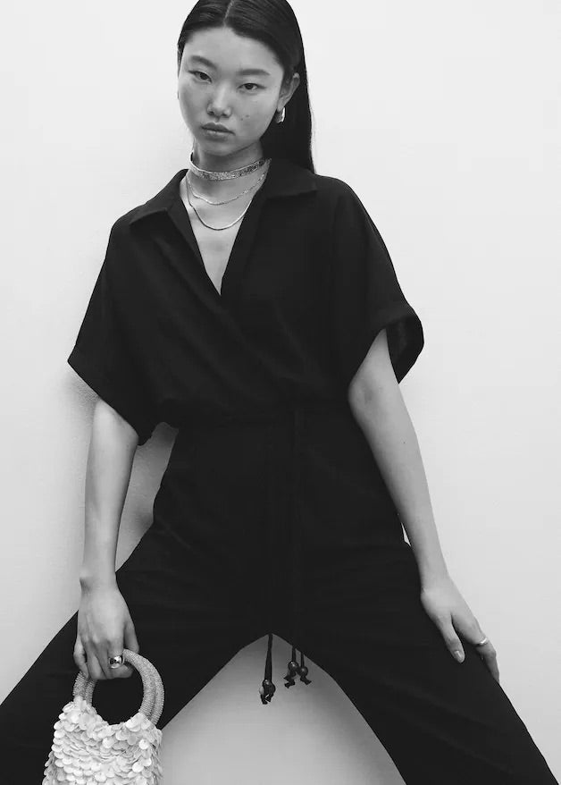 Lace shirt jumpsuit