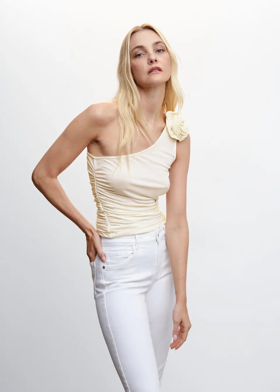 Floral asymmetrical top
