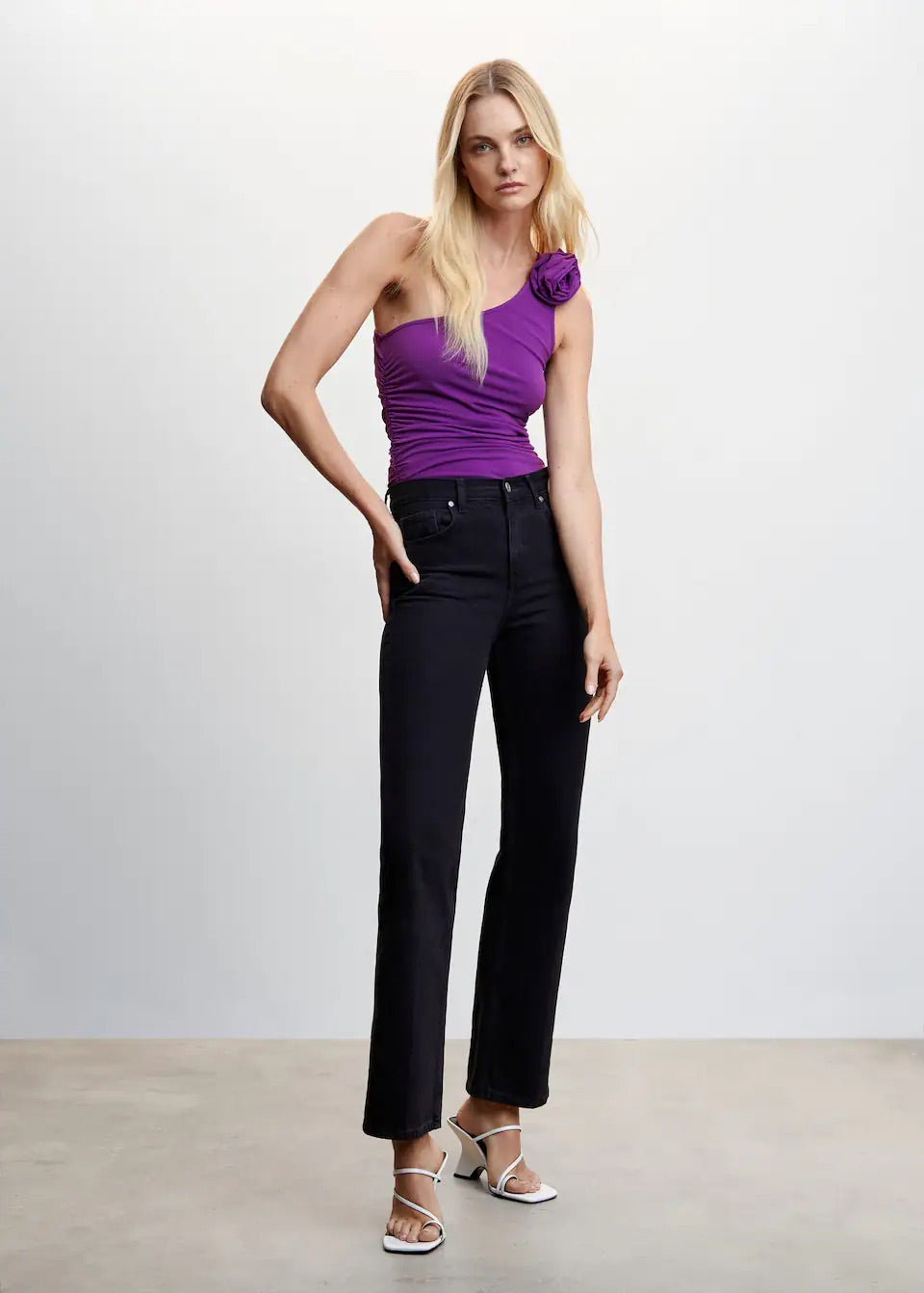 Floral asymmetrical top