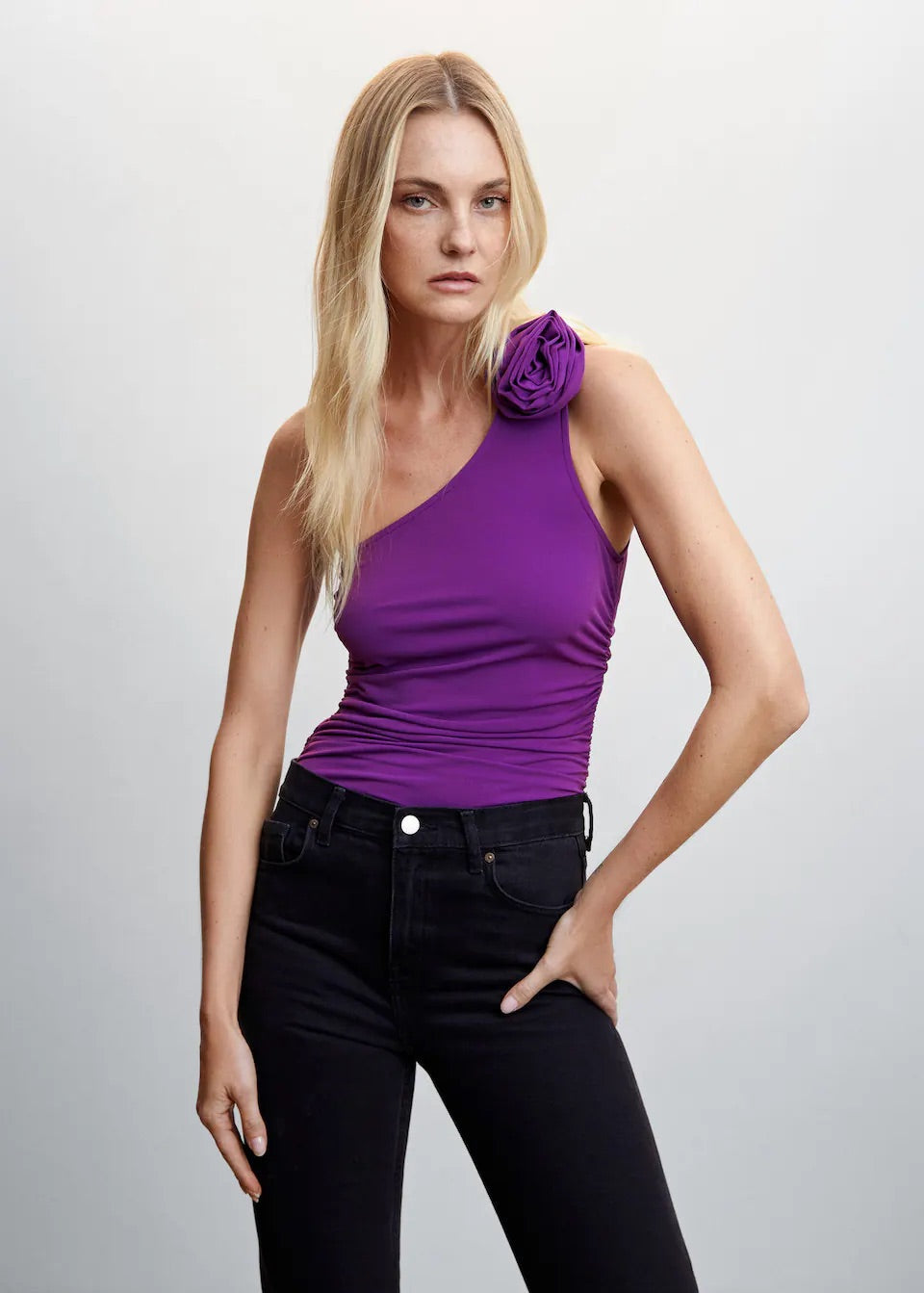 Floral asymmetrical top