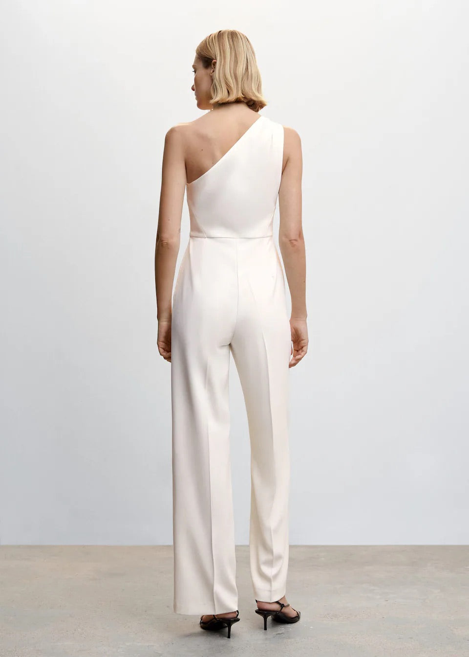 Asymmetrical jumpsuit with metallic detail