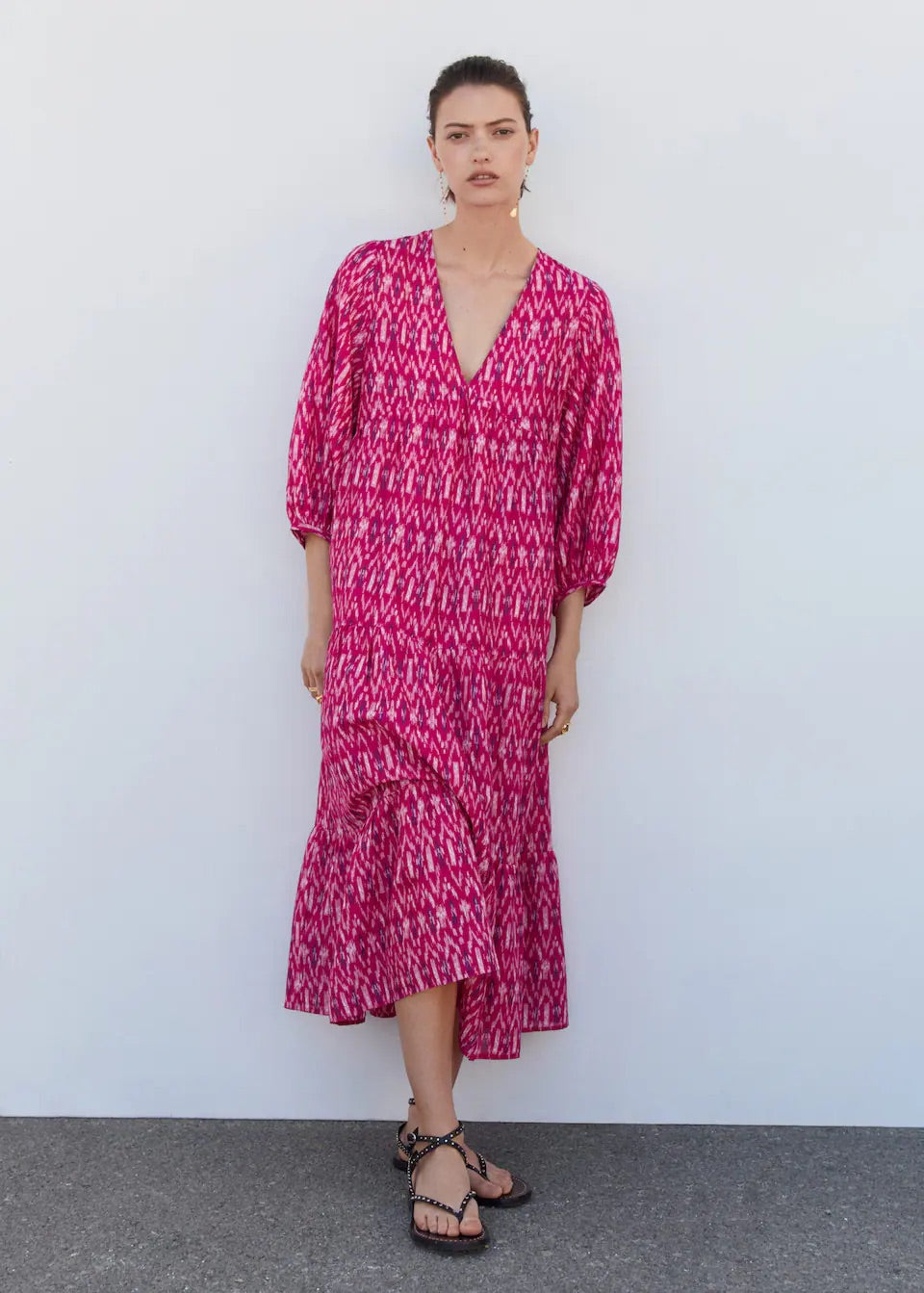 Printed dress with balloon sleeves