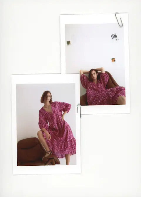 Printed dress with balloon sleeves