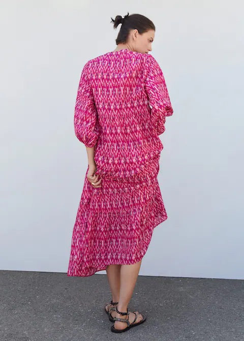 Printed dress with balloon sleeves