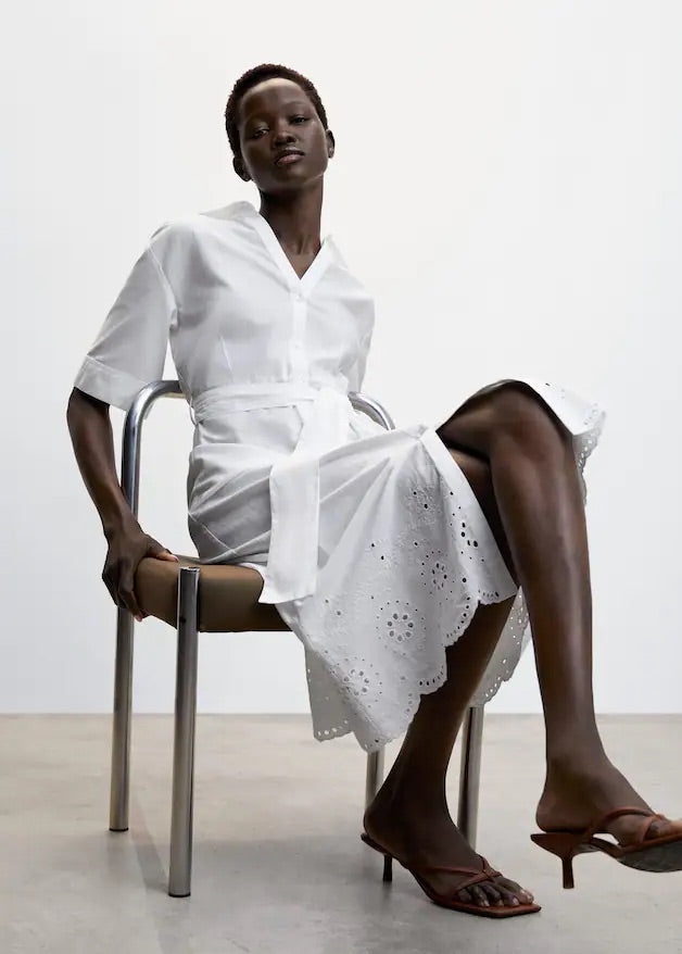 Swiss embroidered shirt dress