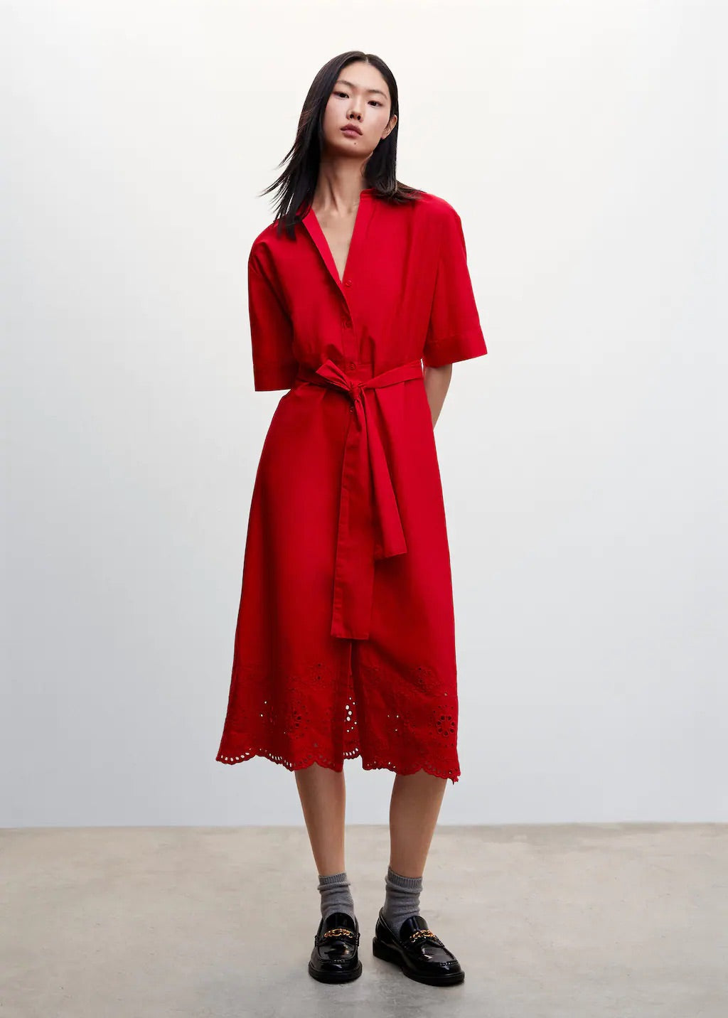 Swiss embroidered shirt dress