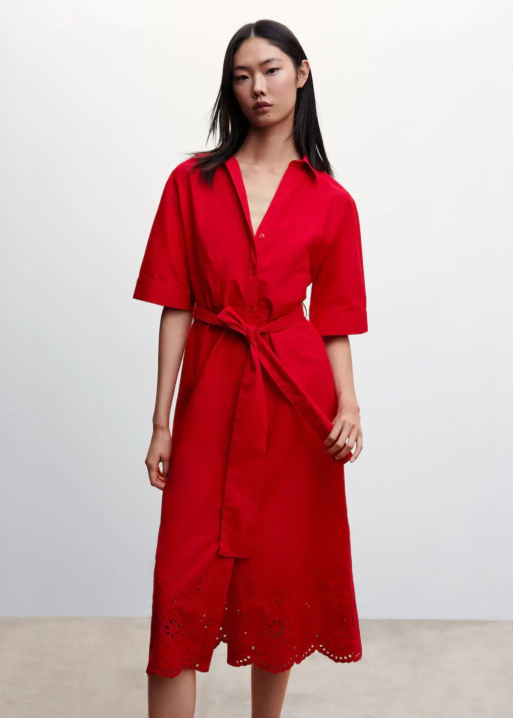 Swiss embroidered shirt dress