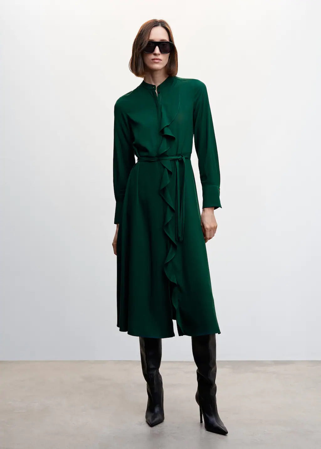 Ruffled shirt dress