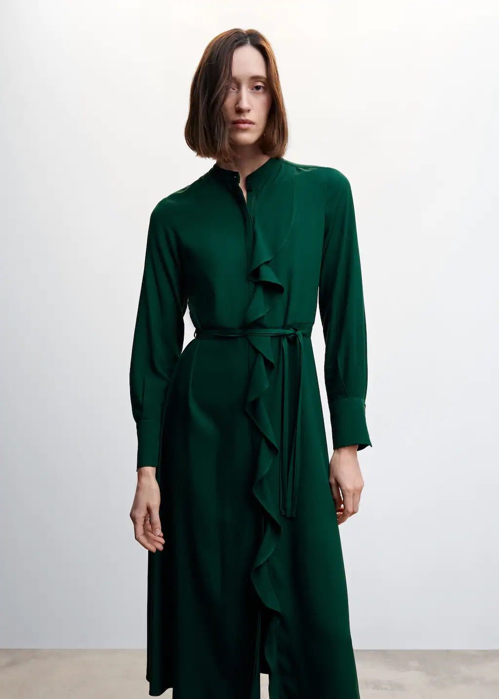 Ruffled shirt dress