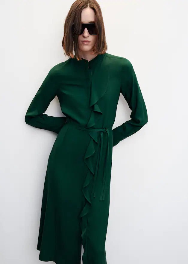 Ruffled shirt dress
