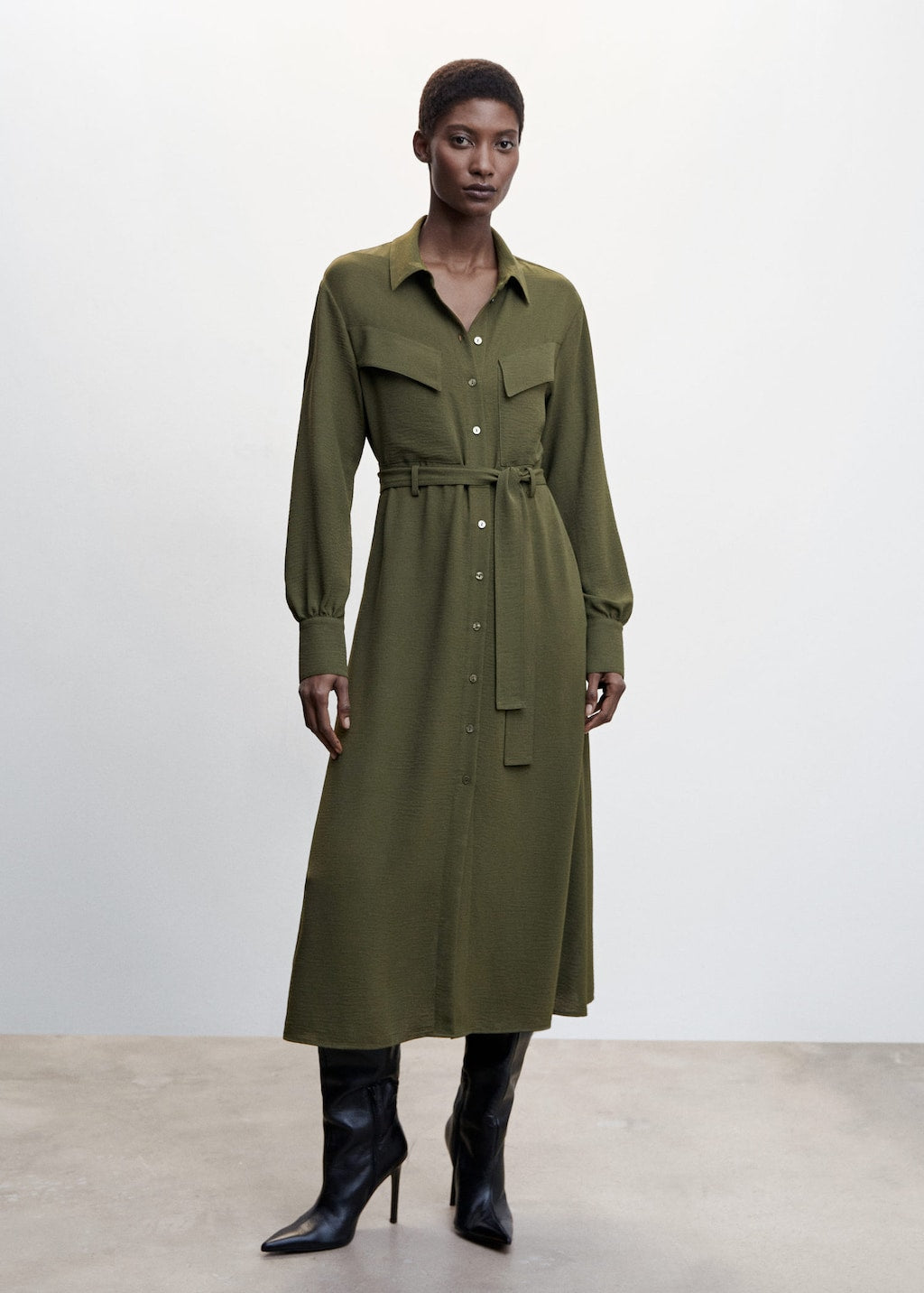 Belt shirt dress