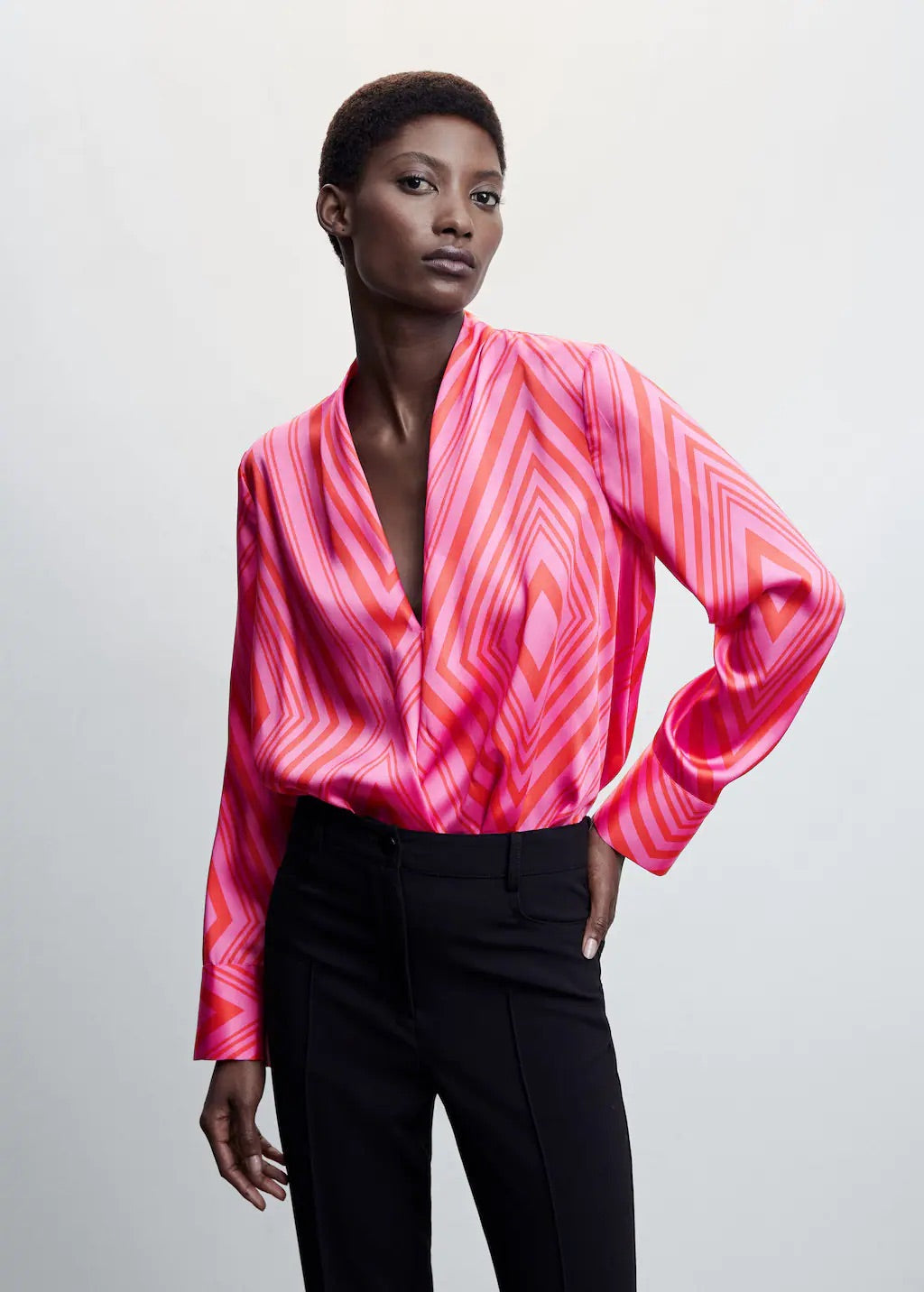 Satin print blouse