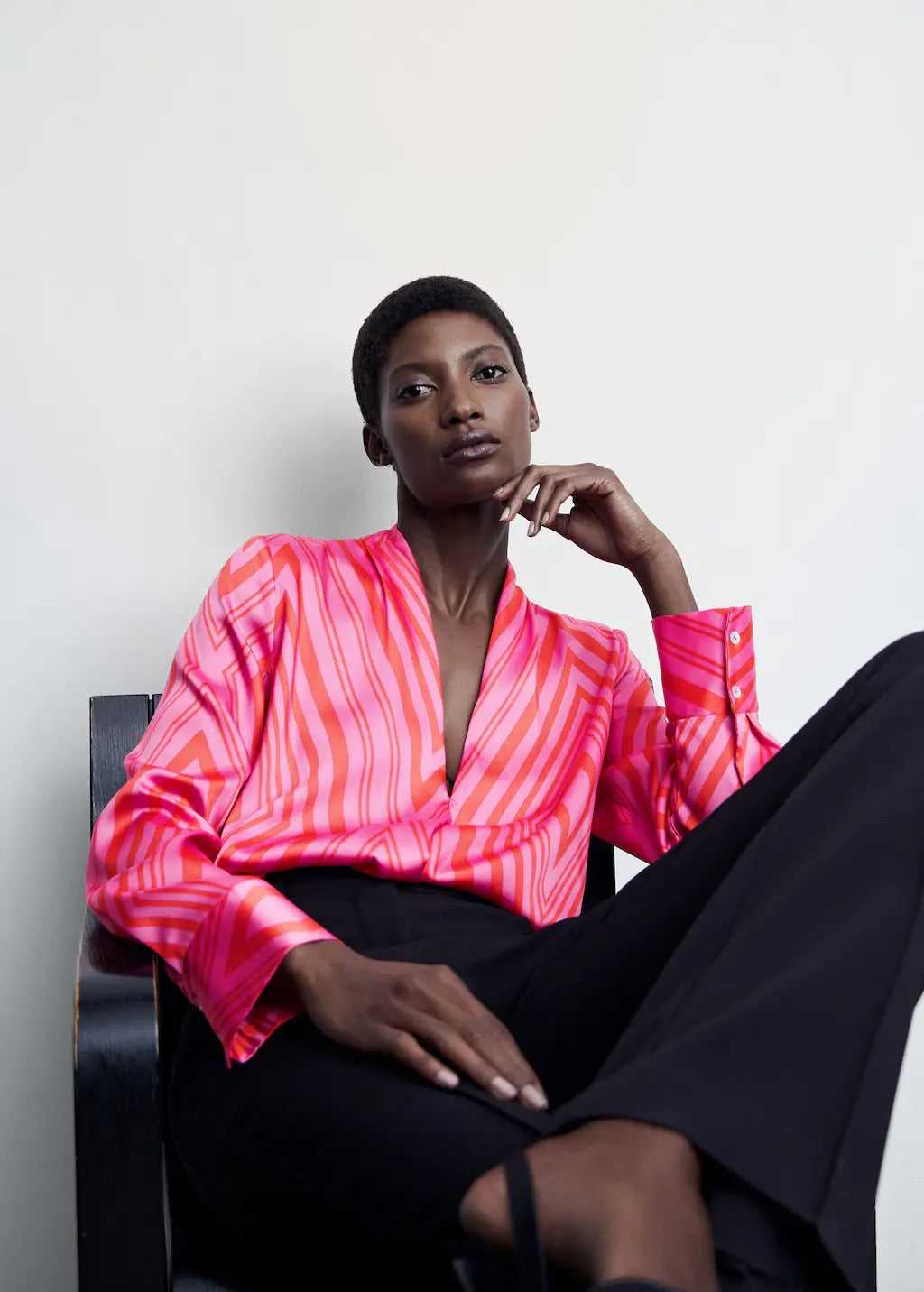 Satin print blouse