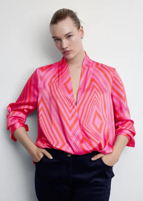 Satin print blouse