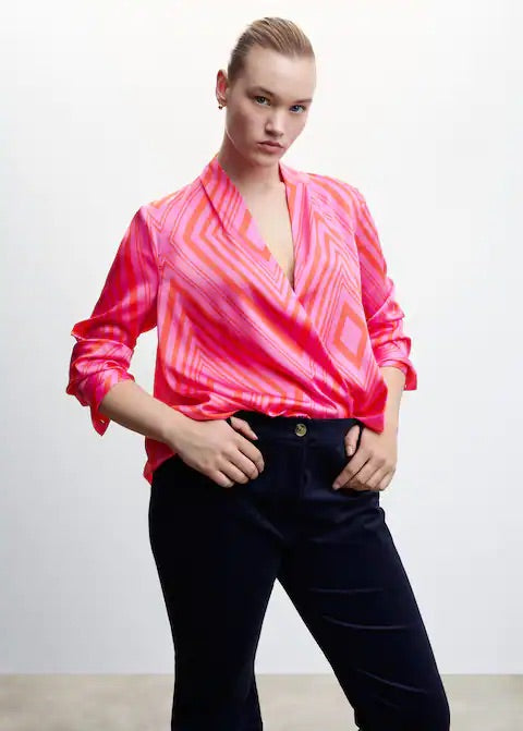 Satin print blouse