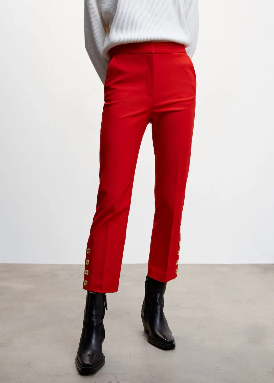 Buttons straight-fit trousers