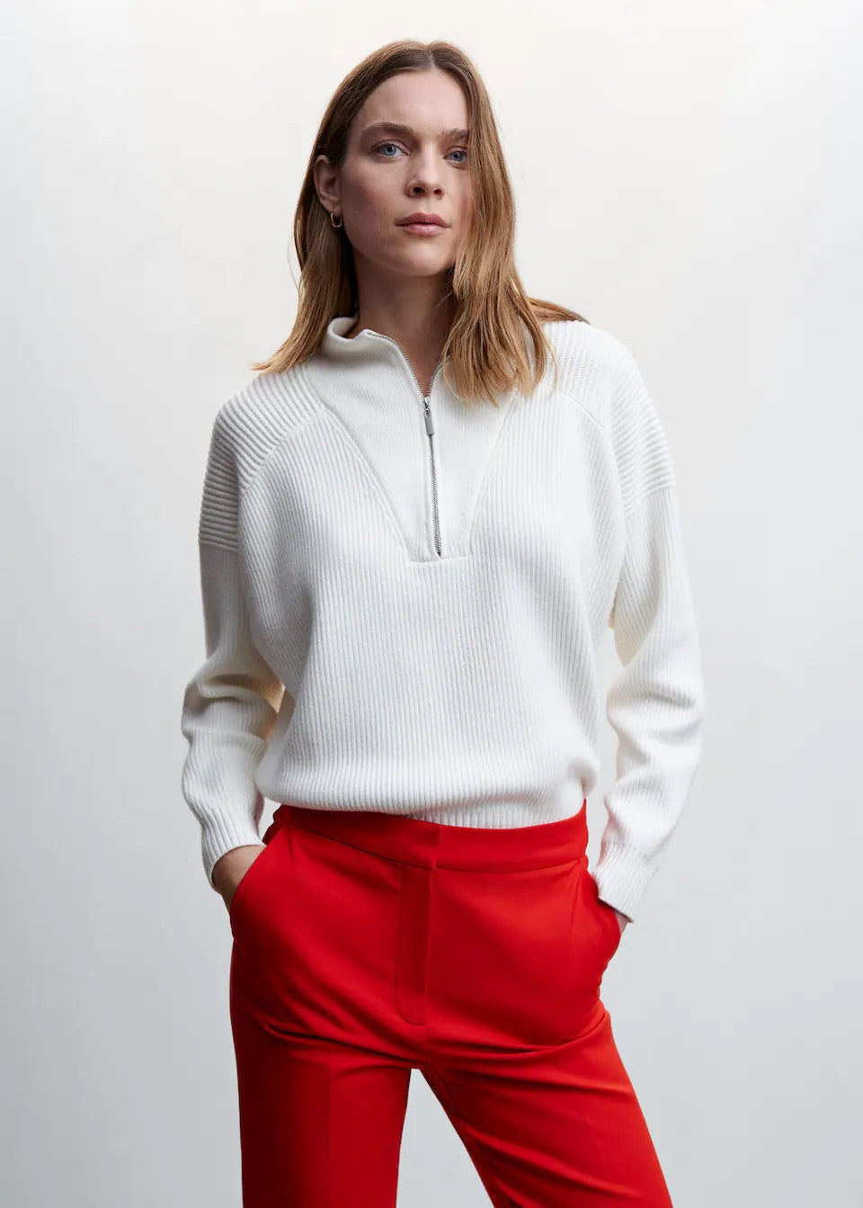 Buttons straight-fit trousers