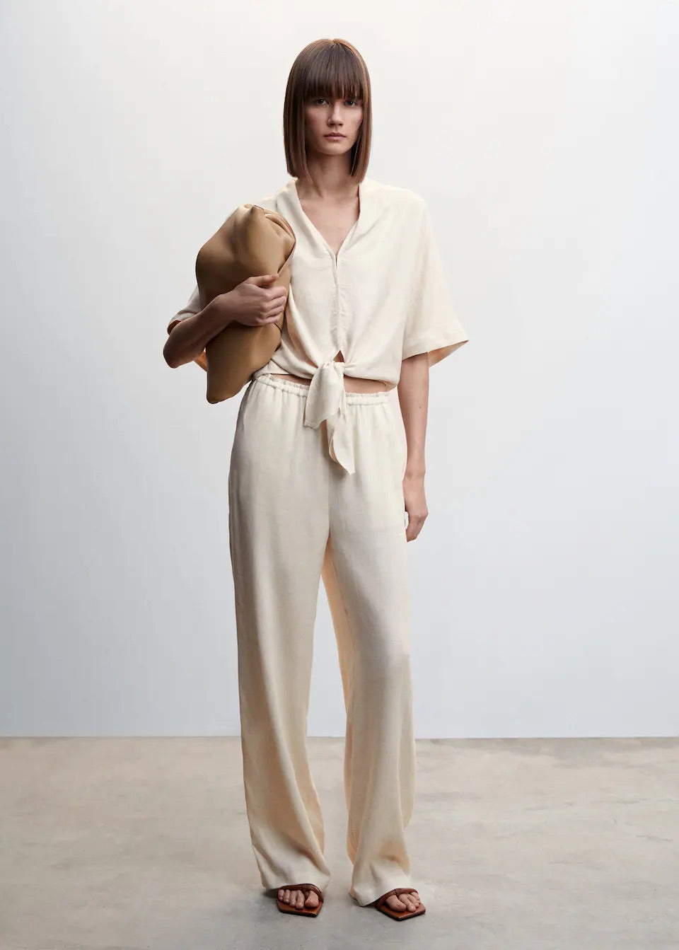 Satin trousers with elastic waist