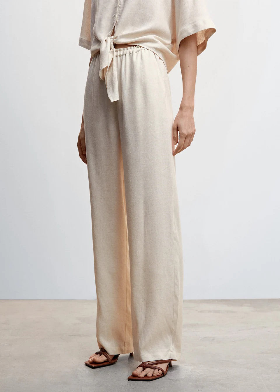 Satin trousers with elastic waist