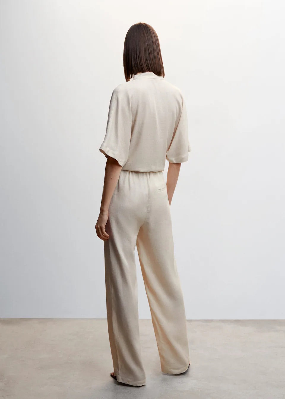 Satin trousers with elastic waist