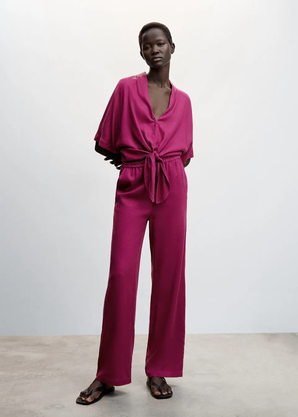 Satin trousers with elastic waist