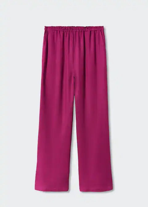 Satin trousers with elastic waist