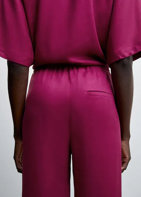 Satin trousers with elastic waist