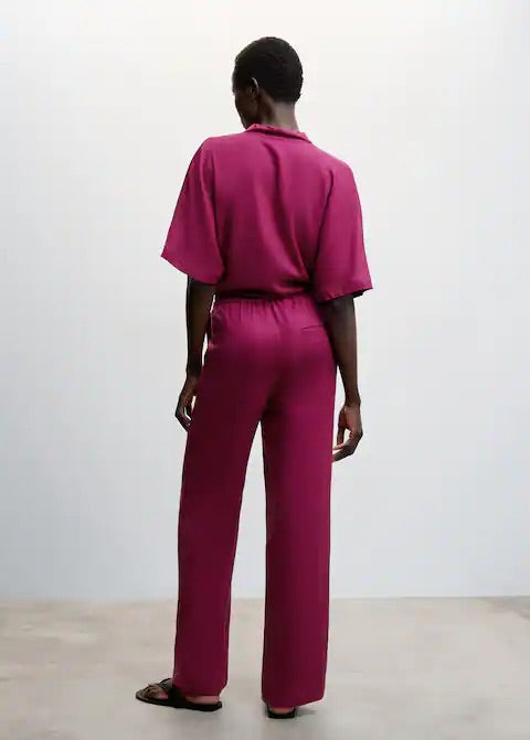 Satin trousers with elastic waist