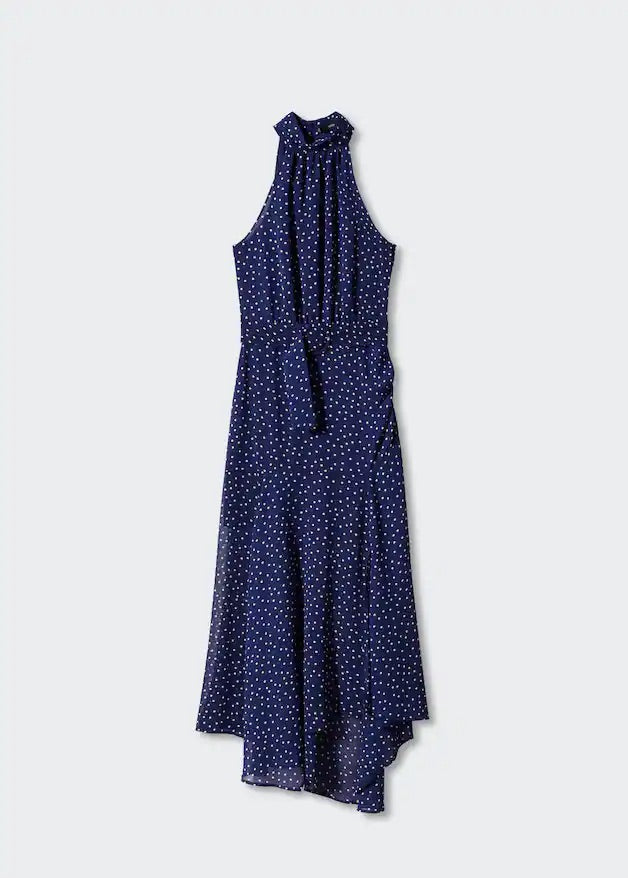 Halter-neck taupe dress
