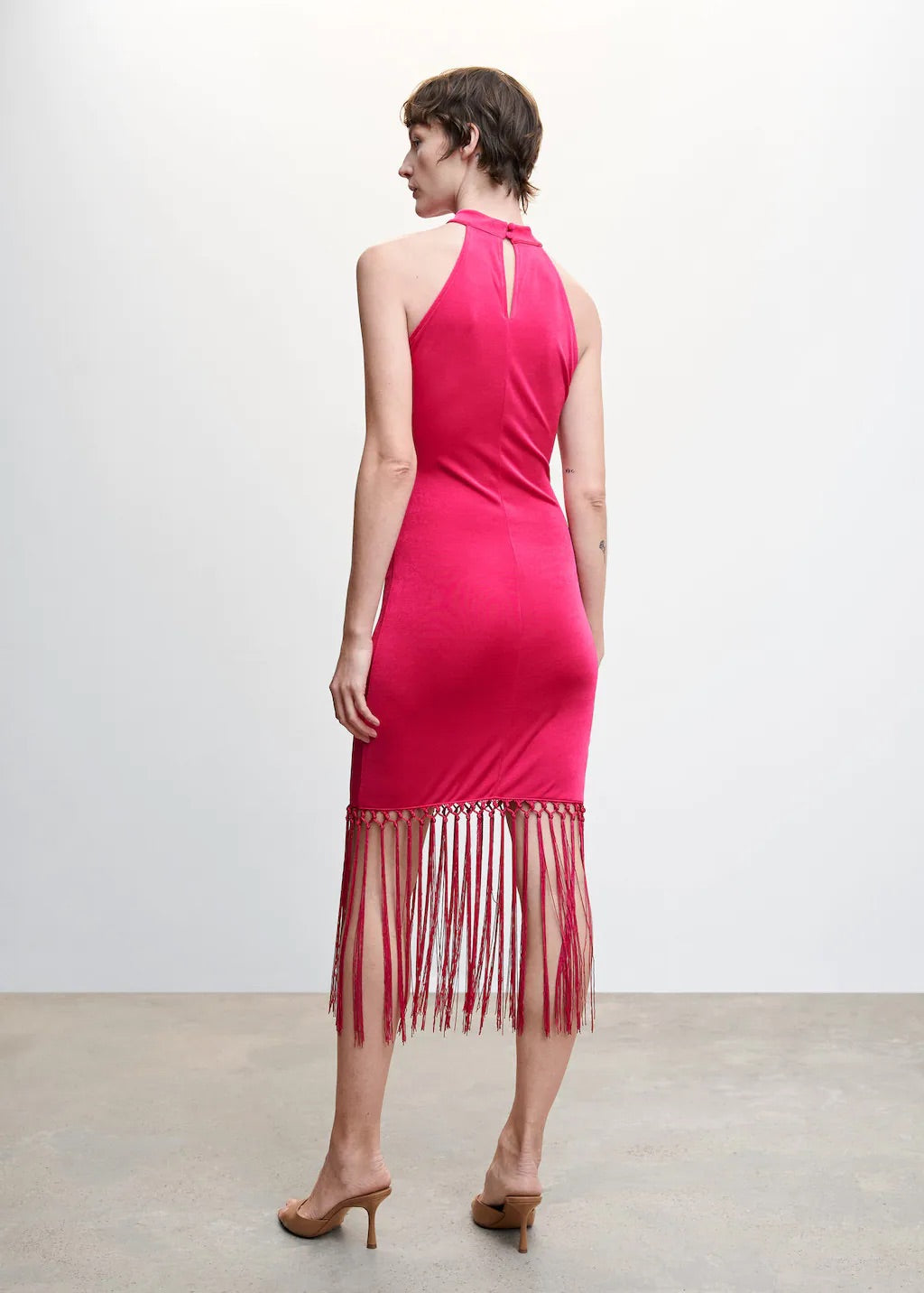 Halter neck fringed dress