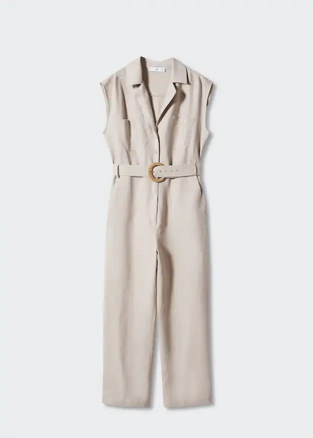 Belt linen jumpsuit