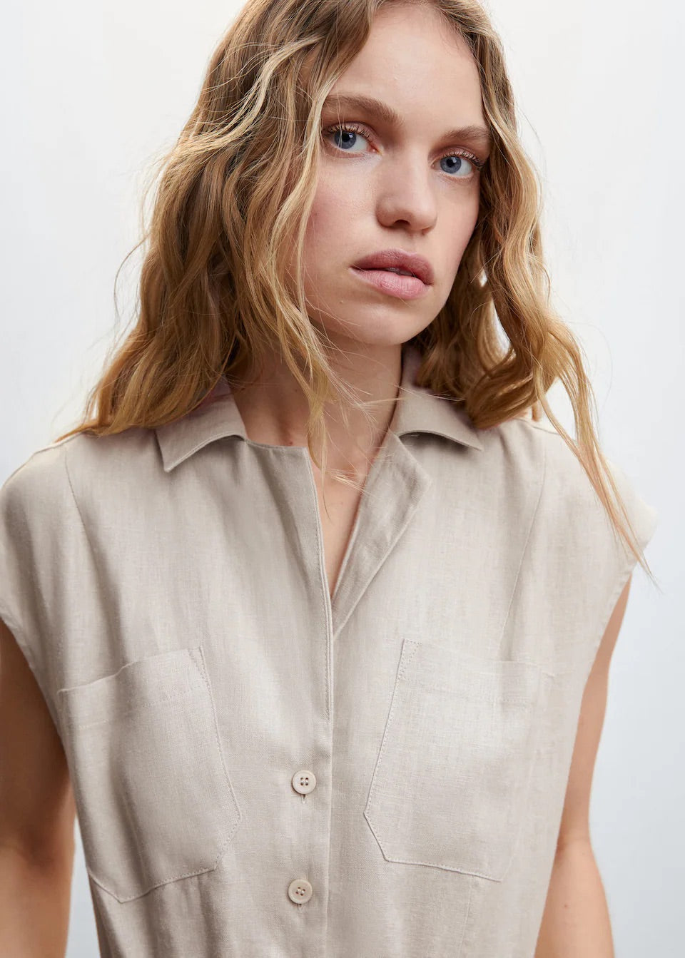 Belt linen jumpsuit