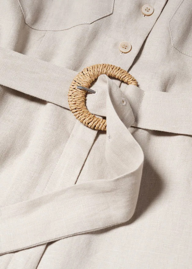 Belt linen jumpsuit