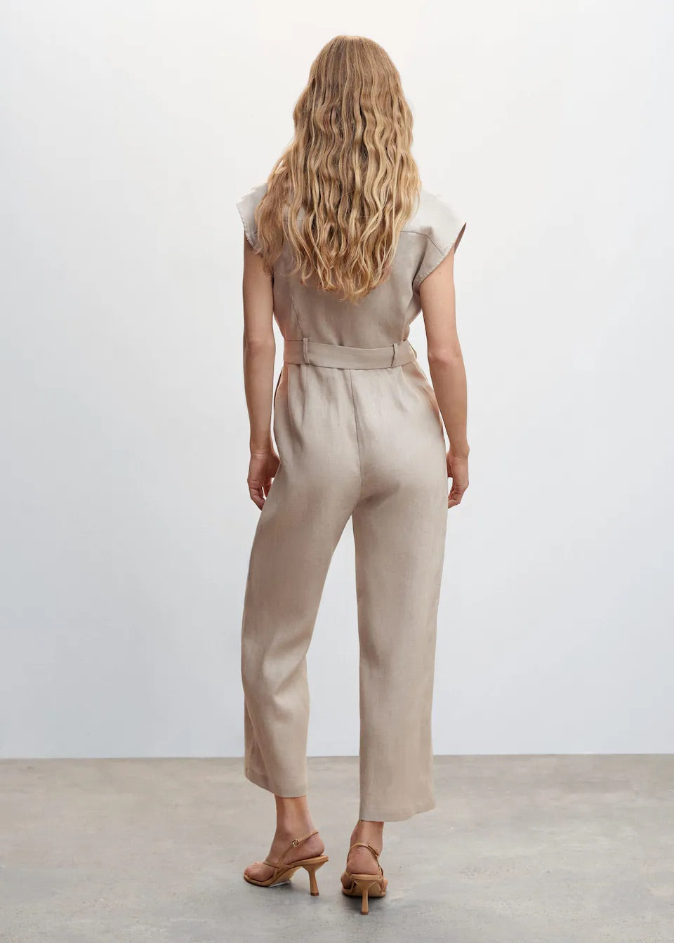 Belt linen jumpsuit