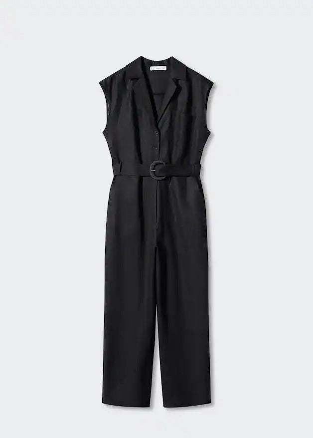 Belt linen jumpsuit