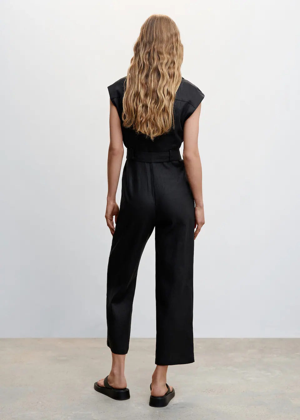 Belt linen jumpsuit