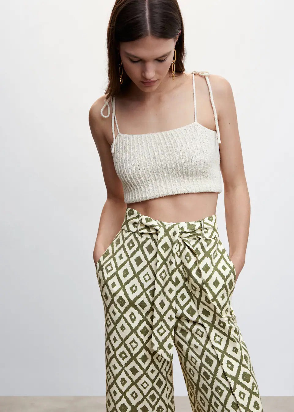 Bow printed trouser