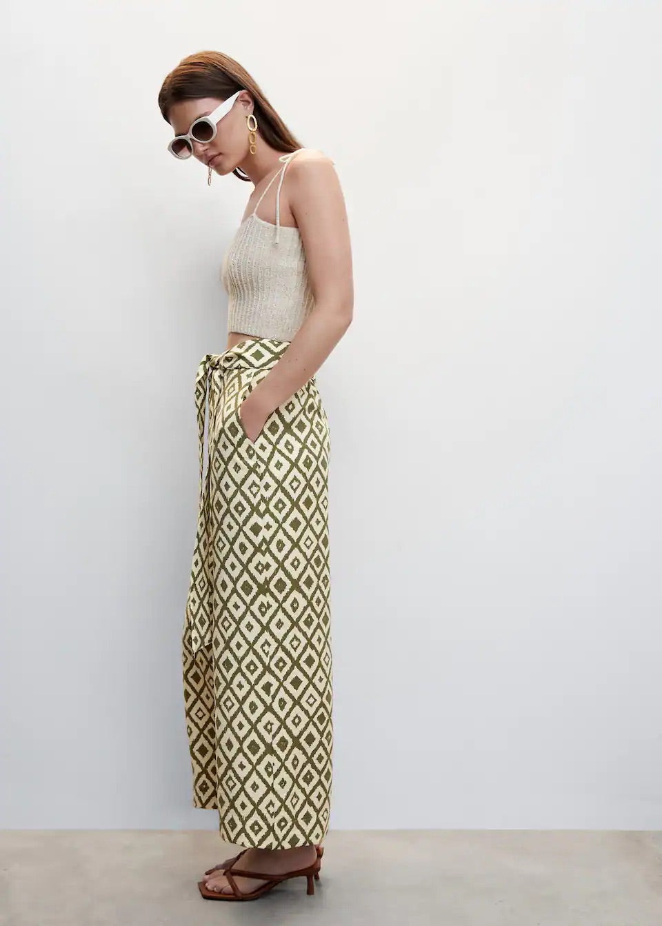 Bow printed trouser